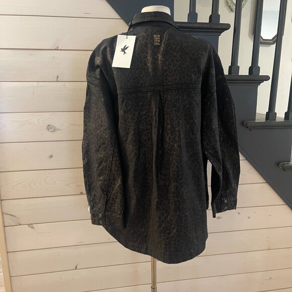 053 Free People x  OneTeaspoon Night Animal Longline Denim Shirt NWT Size Medium - Picture 7 of 11